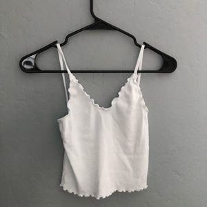 white ruffled brandy melville tank top